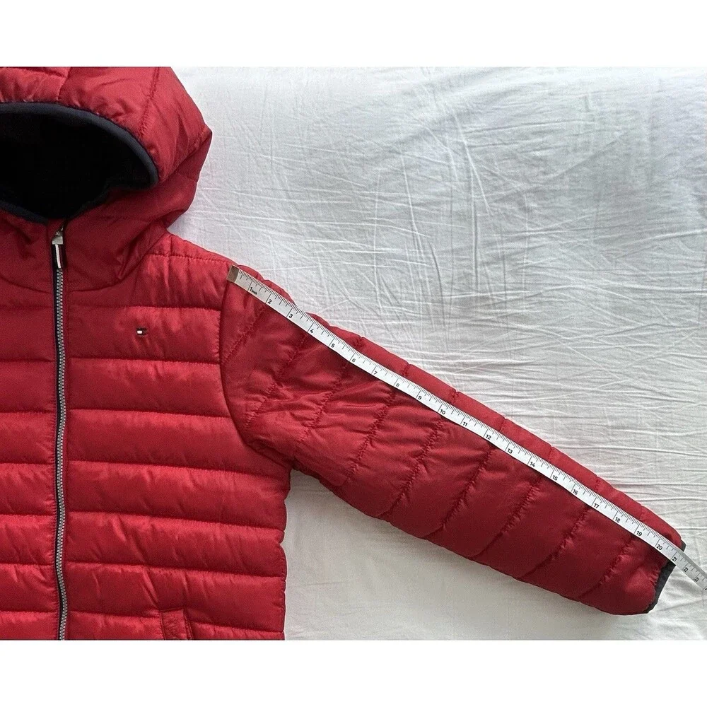 NWOT Tommy Hilfiger Kids Red Hooded Puffer Jacket Coat Boys Girls M 10/12